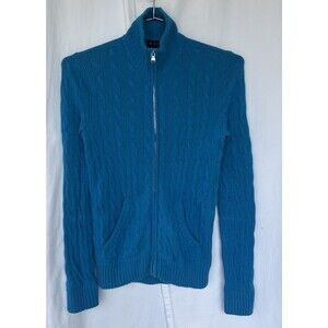 Ralph Lauren Black Label Womens Cable Knit Sweater Jacket 100% Cashmere Medium